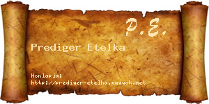 Prediger Etelka névjegykártya